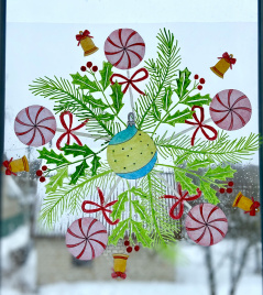 Декор для окна "Новогодний венок"