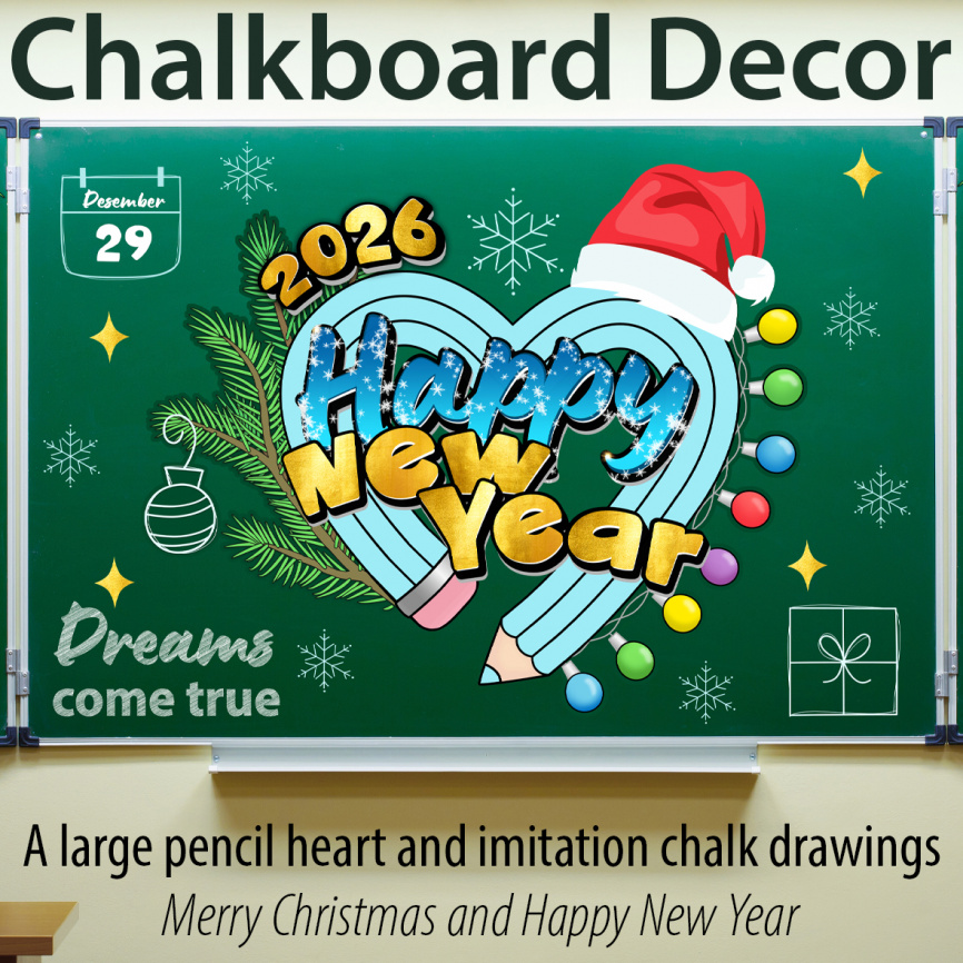 Оформление для доски к Новому Году "Карандашное сердце" EN фото 1