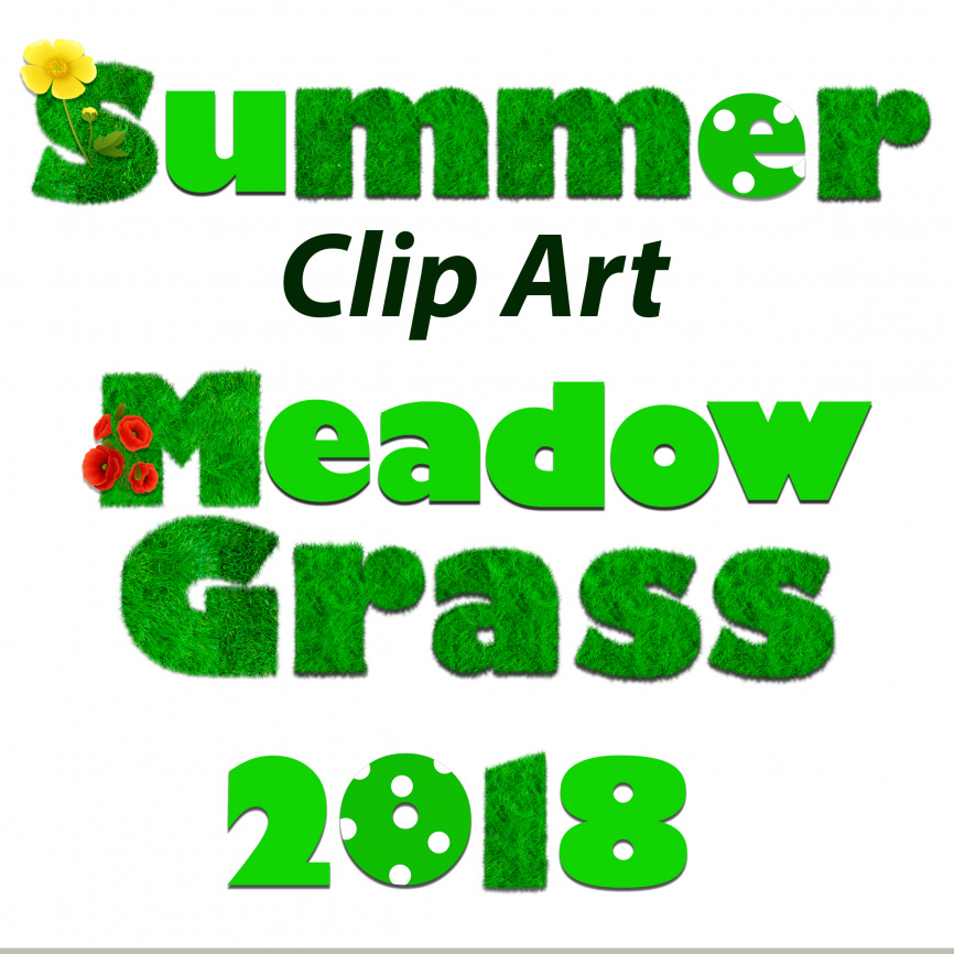 Summer Alphabet Clip Art: Letters, Numbers and Symbols. Meadow Grass фото 1