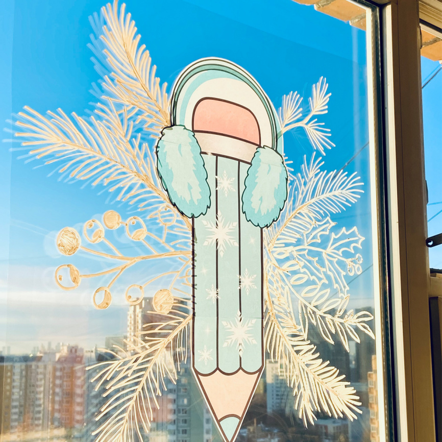 Декор для окна "Новогодние карандаши". Комплект со скидкой фото 3